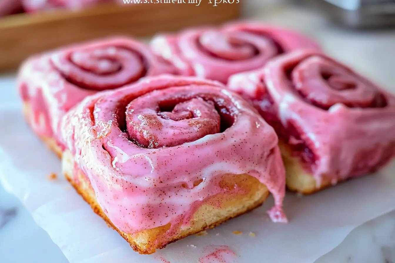 Pink Velvet Cinnamon Roll Treats