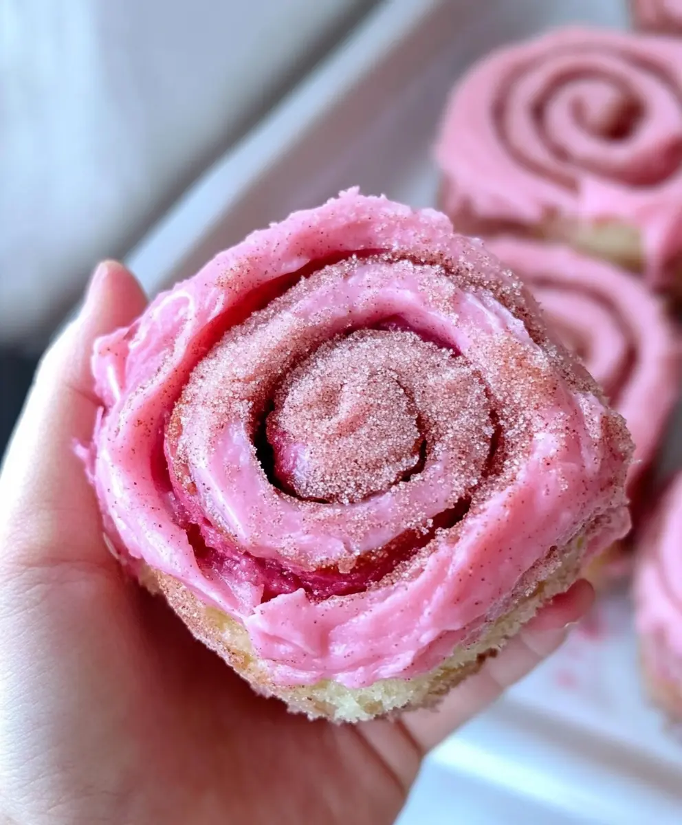 Pink Velvet Cinnamon Roll Treats