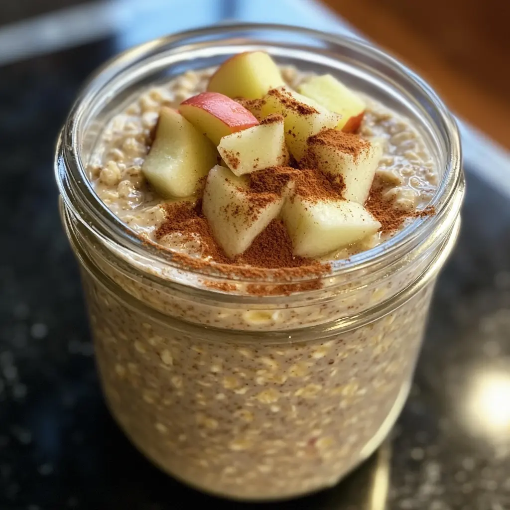 Wake up to delicious Apple Cinnamon Overnight Oats! This easy recipe combines oats, apple slices, and warm cinnamon for a cozy breakfast idea. Perfect for meal prep, these overnight oats are healthy, filling, and great for busy mornings. Start your day right with this tasty and nutritious option!