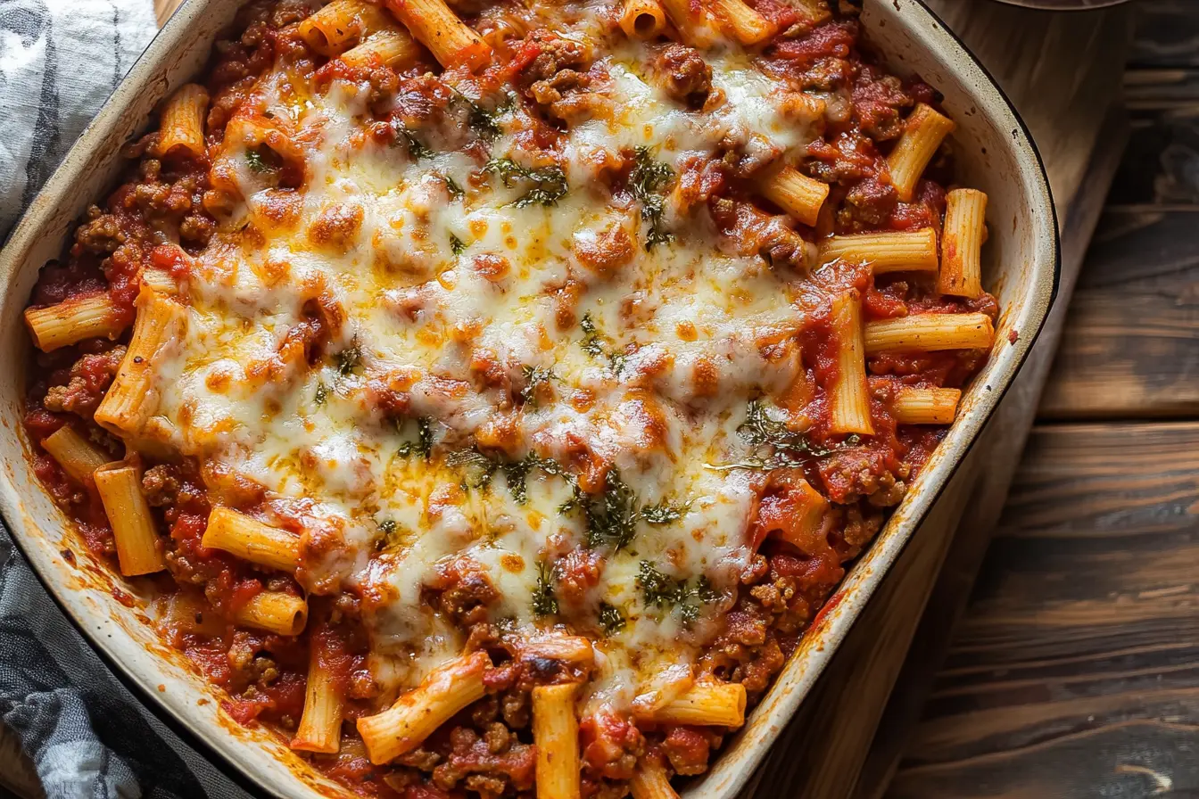 Try this delicious Baked Ziti with Ground Beef recipe! It's a comforting, cheesy dish packed with flavor, perfect for family dinners. With easy preparation and satisfying portions, it's sure to please everyone. Don’t miss out—save this pin and bring something special to your table tonight!