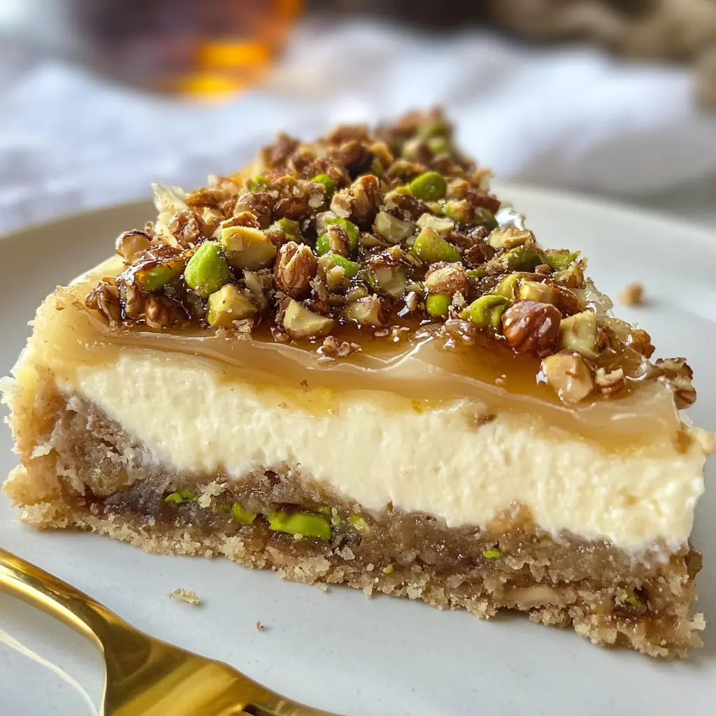 I love how this Baklava Cheesecake combines two delicious desserts into one! With layers of creamy cheesecake, crunchy nuts, and sweet honey, it’s a showstopper for any gathering. Save this unique treat for your next special occasion!