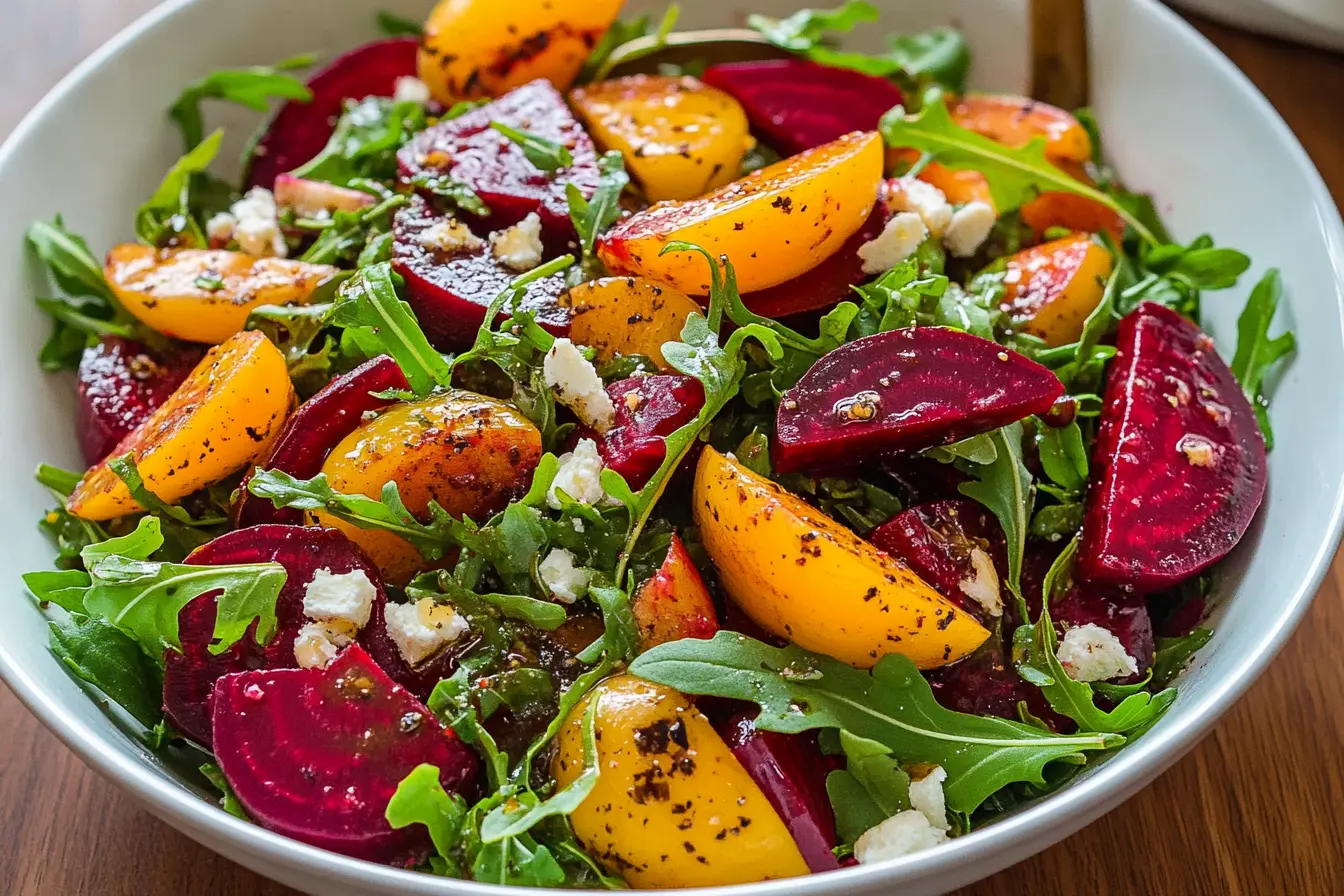 This Beet Salad with Arugula and Balsamic Vinaigrette is fresh and vibrant! Perfect for lunch or as a side dish, this salad combines sweet beets, peppery arugula, and a tangy balsamic dressing. It's a healthy recipe packed with flavor and color, making it a great choice for any meal. Enjoy this delicious salad as part of your healthy eating routine!