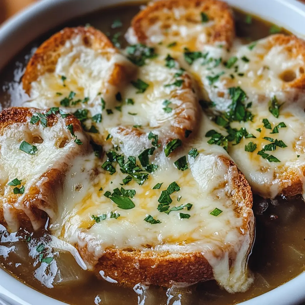 I love how this Crockpot French Onion Soup warms me up on chilly days! With sweet caramelized onions, rich beef broth, and bubbly cheese, it's a comforting dish everyone will enjoy. Save this recipe for a cozy night in with family or friends!