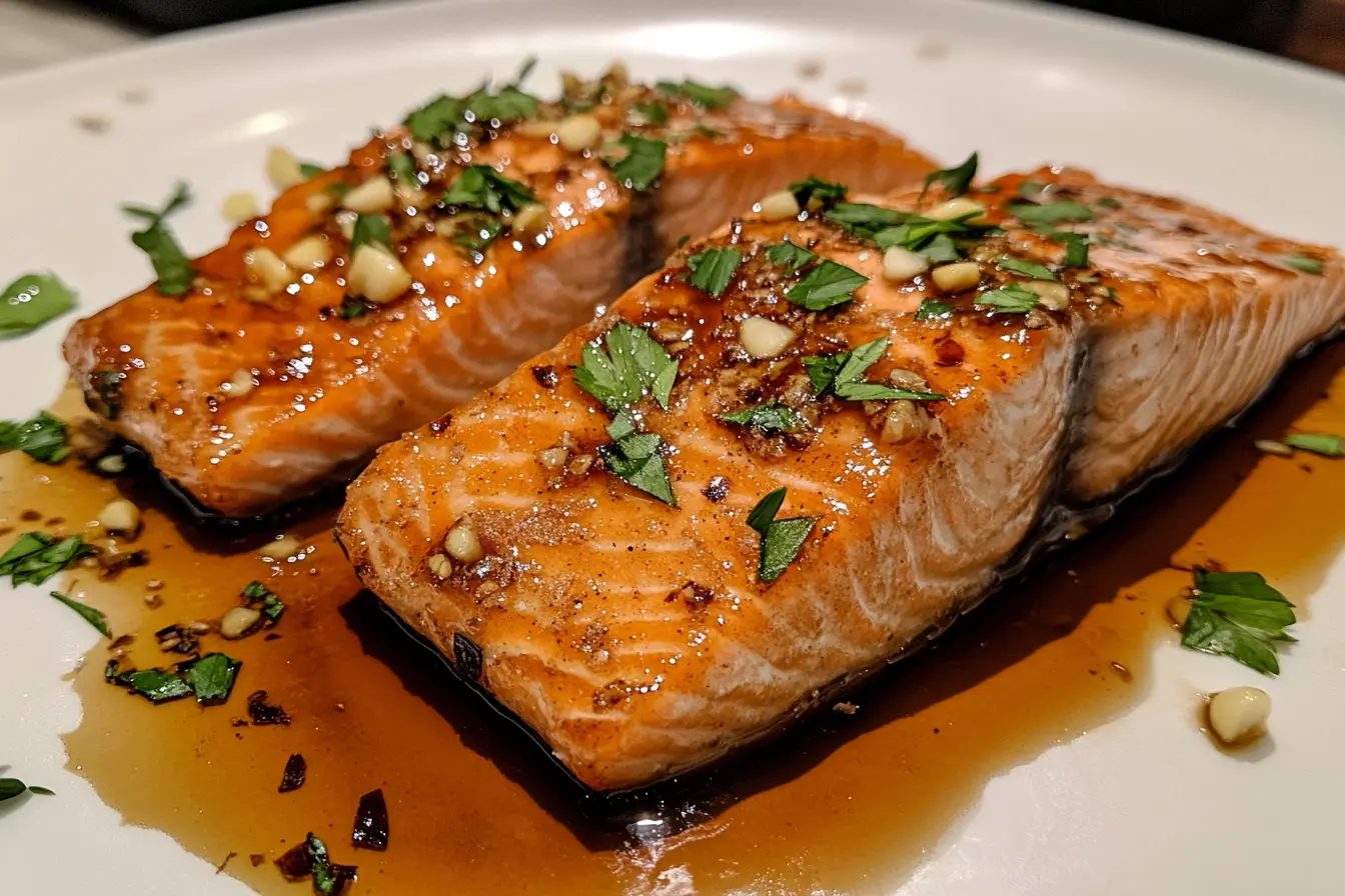 I love how the sweet and tangy honey glaze makes this salmon shine! This easy honey glazed salmon combines fresh salmon fillets with a simple, delicious honey garlic sauce for a healthy dinner. Save this recipe for a quick weeknight meal that's sure to impress!