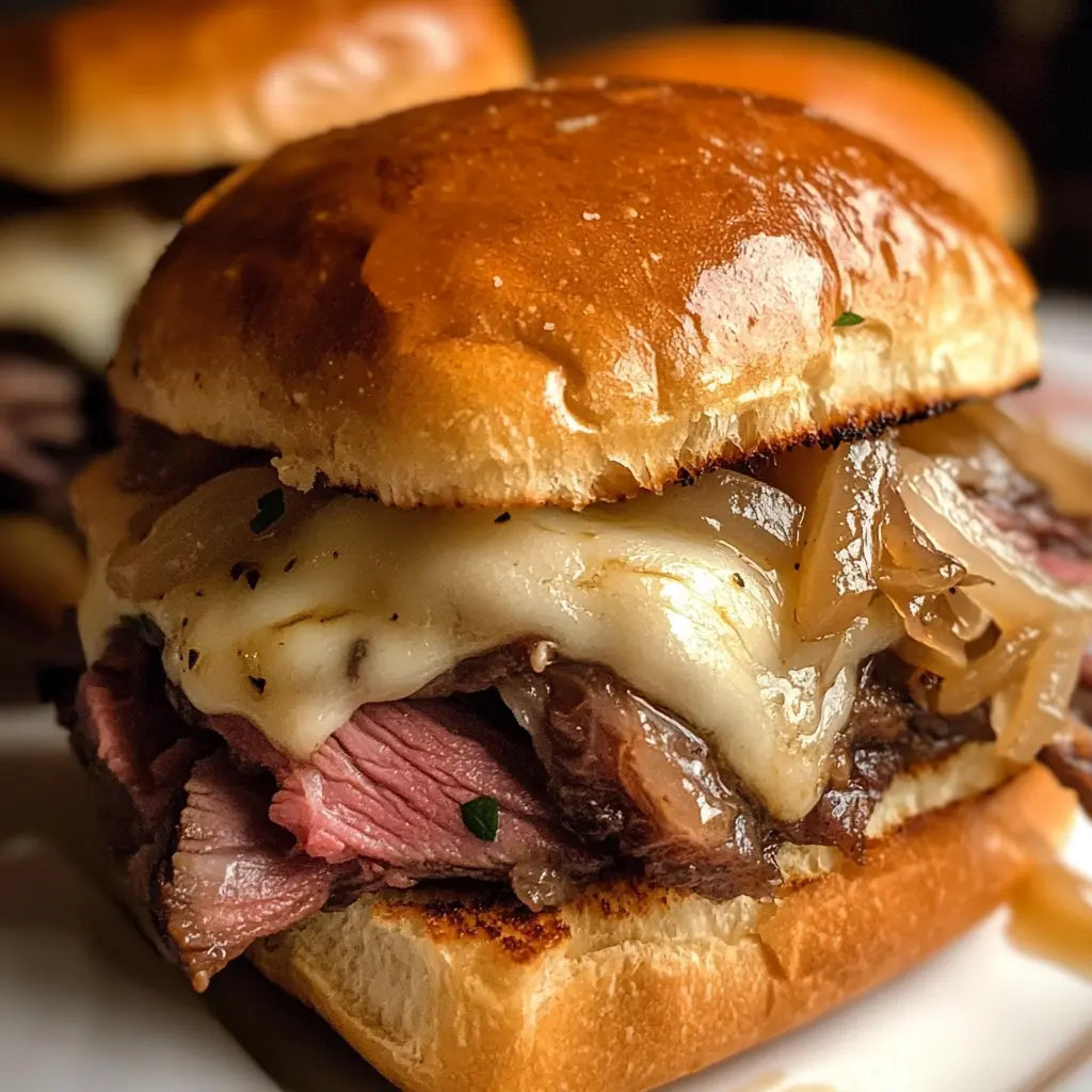 Try these delicious French Dip Sliders for your next party! These tasty bites are packed with tender beef and gooey cheese, all served on soft rolls. Perfect for easy sharing and full of flavor, you won’t want to miss them. Save this pin or visit our site for the full recipe!