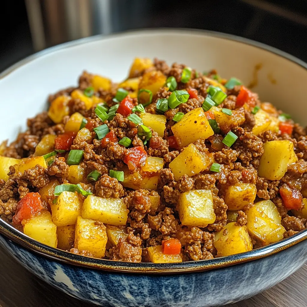 Whip up a comforting dish with Ground Beef and Potatoes! This hearty recipe is perfect for a quick family dinner, combining protein-rich beef and wholesome potatoes for a satisfying meal. It's easy to make and packed with flavor, making it a favorite at the dinner table. Save this pin for an effortless weeknight dinner idea and enjoy a delicious, homemade meal!