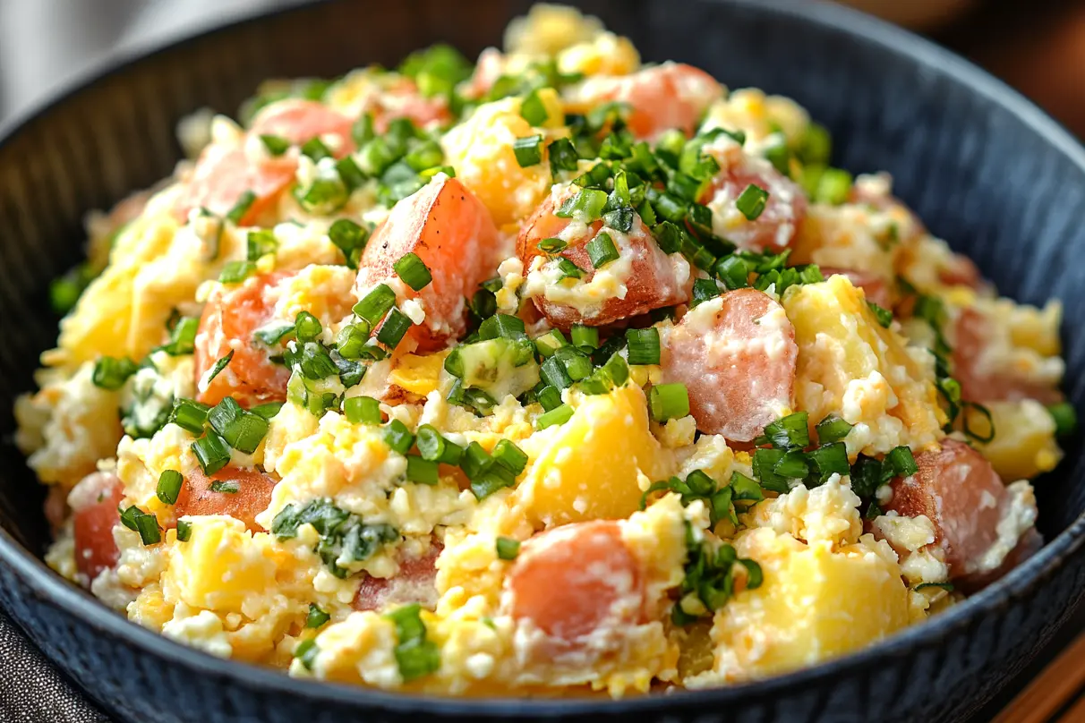 This Japanese Potato Salad is creamy, crunchy, and packed with flavor! Made with tender potatoes, fresh veggies, and a delicious mayo dressing, it's perfect for any meal or picnic. Easy to prepare and enjoyed by all, this salad is a great side dish. Add a twist to your meal planning with this tasty recipe!