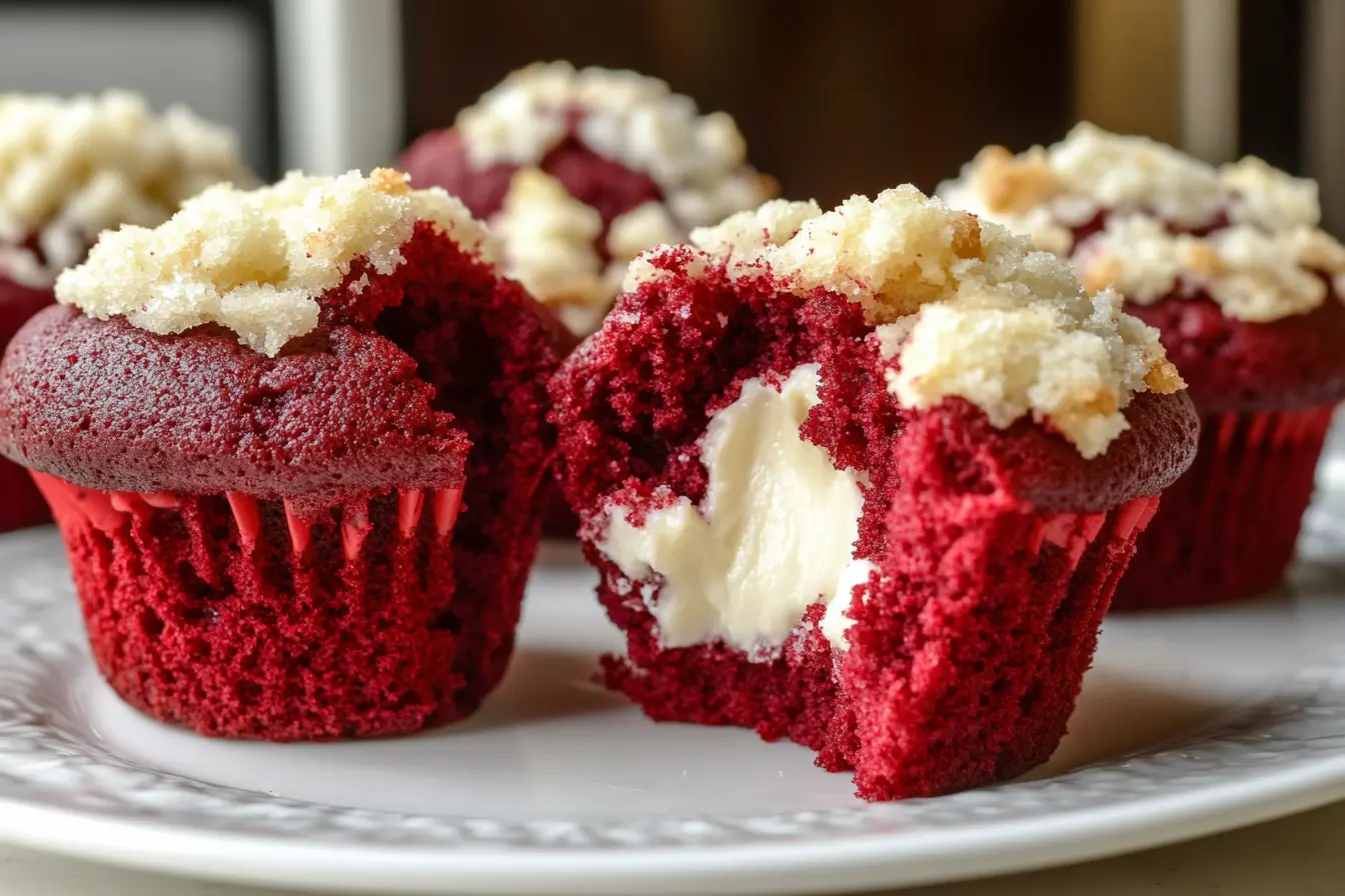 I love how these Red Velvet Muffins with Cream Cheese Filling are a treat for the senses! Soft, moist, and rich with cocoa, each bite reveals a sweet and creamy surprise. Save this recipe for your next brunch or special occasion!