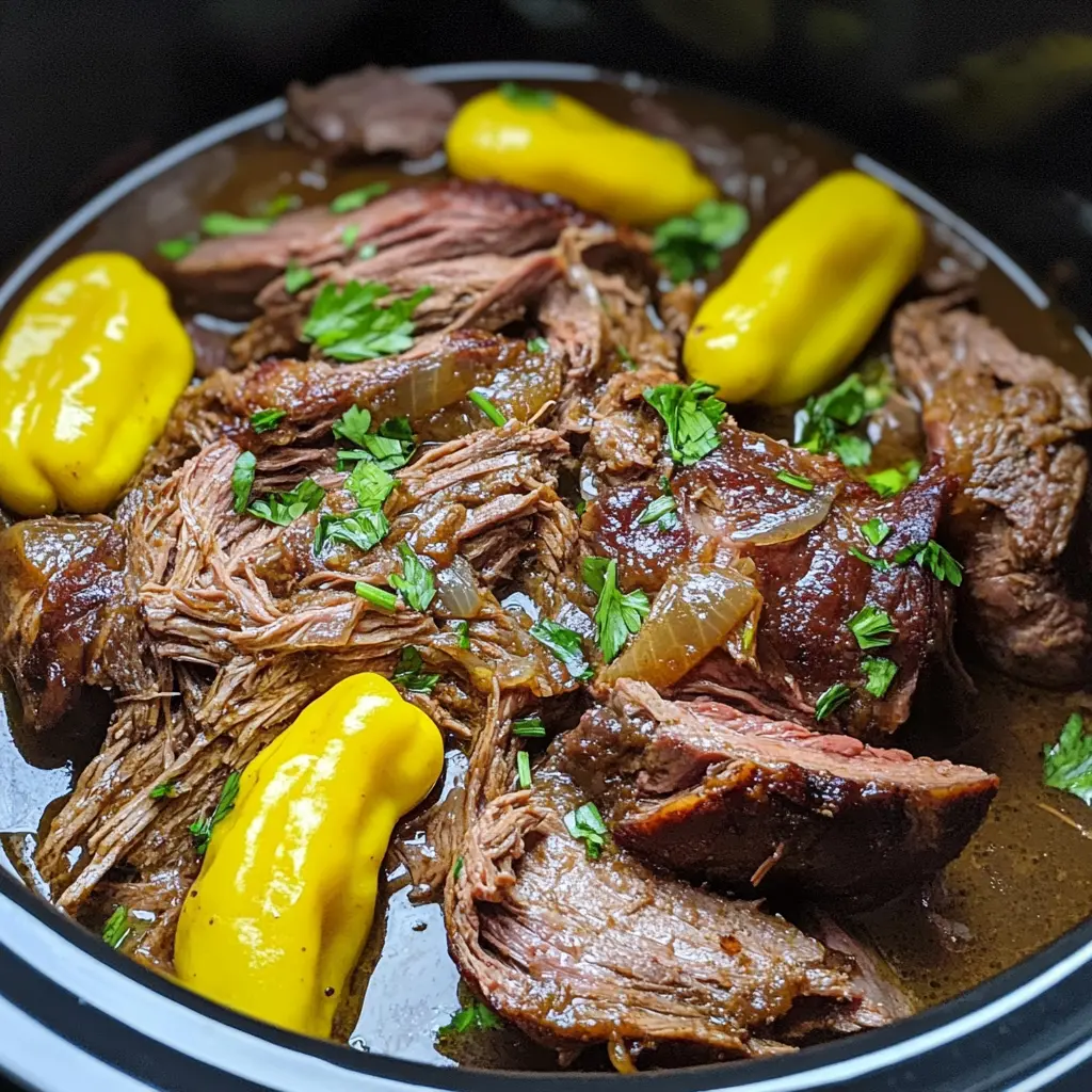 I love how easy it is to prepare this Slow Cooked Mississippi Pot Roast—so flavorful and tender! Filled with juicy beef, zesty pepperoncini, and savory spices, it’s a comforting meal everyone will enjoy. Save this recipe for a cozy family dinner!