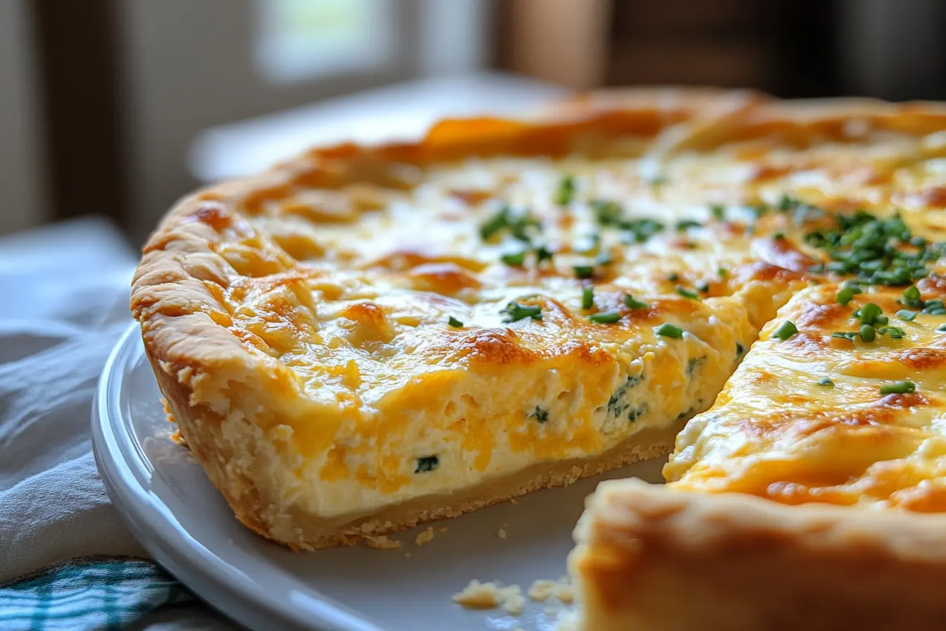 This delicious Three Cheese Quiche is easy to make and perfect for brunch recipes. With creamy cheese and a flaky crust, this savory dish is a crowd-pleaser. Serve it at your next gathering or family meal for a tasty treat everyone will love! Perfect for breakfast, lunch, or a light dinner.