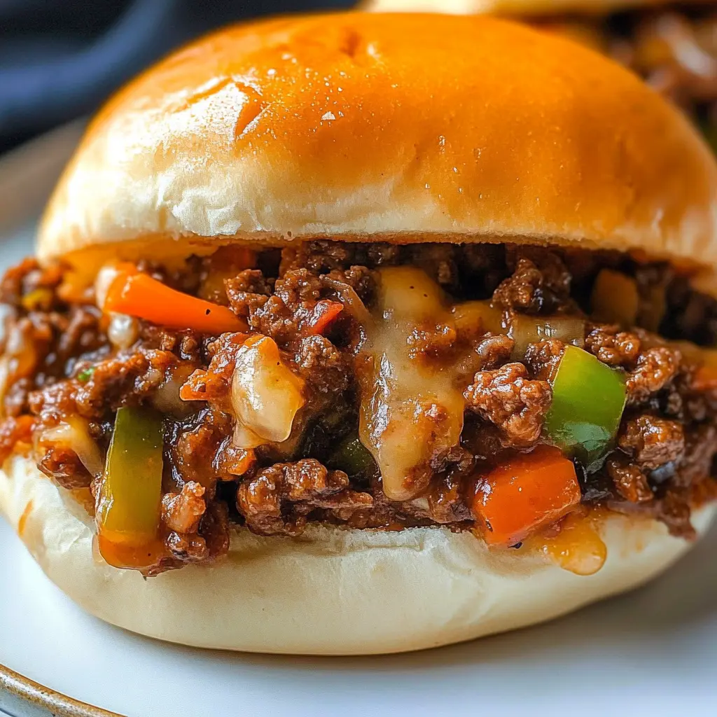 Looking for a quick and tasty dinner idea? These 30-Minute Philly Cheese Steak Sloppy Joes combine the classic flavors of a cheesesteak with the fun of a sloppy joe! Juicy ground beef is mixed with bell peppers and topped with melted cheese, all served on a soft bun. Perfect for busy weeknights or game day! Save this easy recipe for a satisfying meal that the whole family will love!