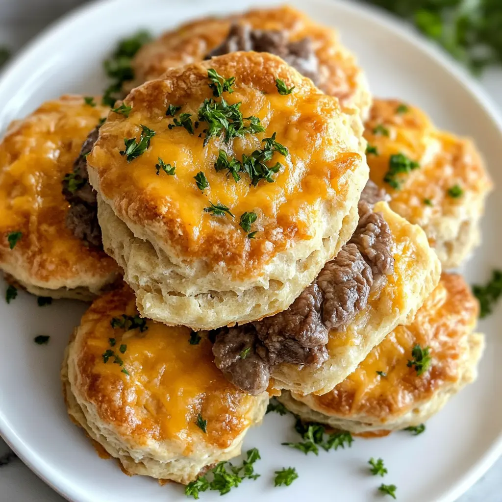 Get ready for a delicious treat with these Beef and Cheddar Biscuits! Bursting with savory beef and rich cheddar cheese, these biscuits are perfect for breakfast, brunch, or anytime you need a quick snack. Flaky and flavorful, they make a wonderful addition to any meal. Save this recipe for your next gathering or family meal!