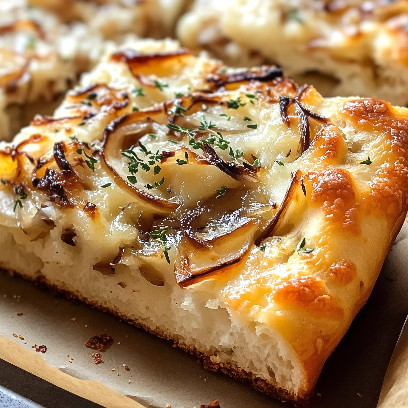 Looking for a delightful addition to your meals? This Cheesy Onion Focaccia Bread is soft, flavorful, and perfectly topped with gooey cheese and savory onions. It's ideal for gatherings or a comforting dinner at home. Save this recipe to enjoy warm, homemade bread whenever the craving strikes! Perfect as an appetizer or side dish!