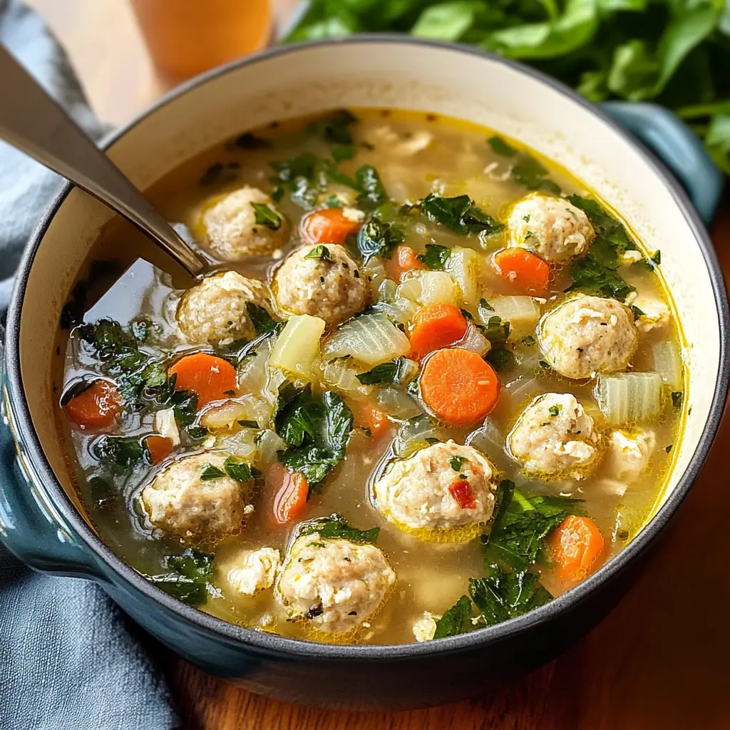 Warm up with a comforting bowl of Chicken Meatball Soup! This hearty dish features tender chicken meatballs, fresh vegetables, and a savory broth that’s perfect for any day. Ideal for cozy family dinners or meal prep for the week, this recipe is both nutritious and delicious. Save this pin to bring comfort and flavor to your kitchen!