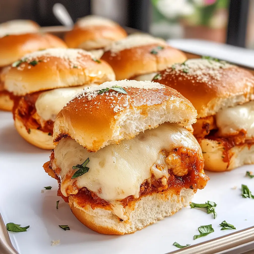 These Chicken Parmesan Sliders are the perfect blend of crispy chicken, marinara sauce, and melted cheese, all tucked within soft slider buns. Ideal for game days, parties, or family dinners, they're an easy, crowd-pleasing treat! Save this recipe now to whip up a fun and delicious meal that everyone will enjoy! 🍽️