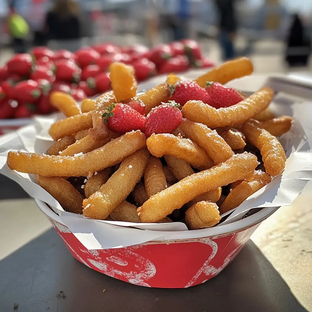 Get ready for a fun treat with these Funnel Cake Fries! Crispy, sweet, and perfect for sharing, these golden delights are made with simple ingredients you probably already have at home. Dip them in powdered sugar or your favorite sauce, and they're perfect for fairs, parties, or a cozy night in. Don't forget to save this recipe for your next snack time adventure!