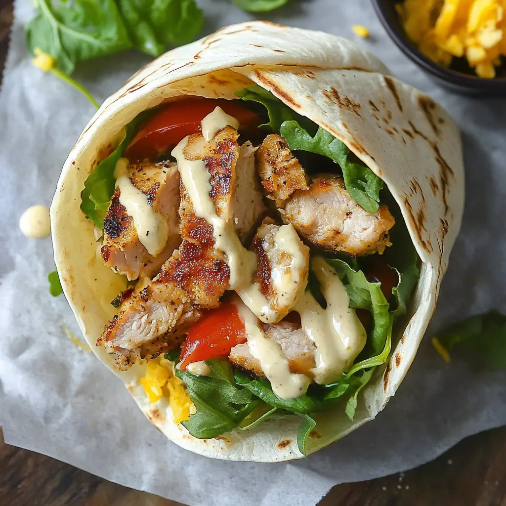 Wrap your taste buds in this delicious Grilled Chicken Wrap that's perfect for lunch or a quick dinner! Featuring tender grilled chicken, fresh veggies, and zesty sauce all wrapped up in a soft tortilla, this recipe is both satisfying and easy to make. Save this pin for your next meal prep or picnic idea! Enjoy a burst of flavor in every bite!