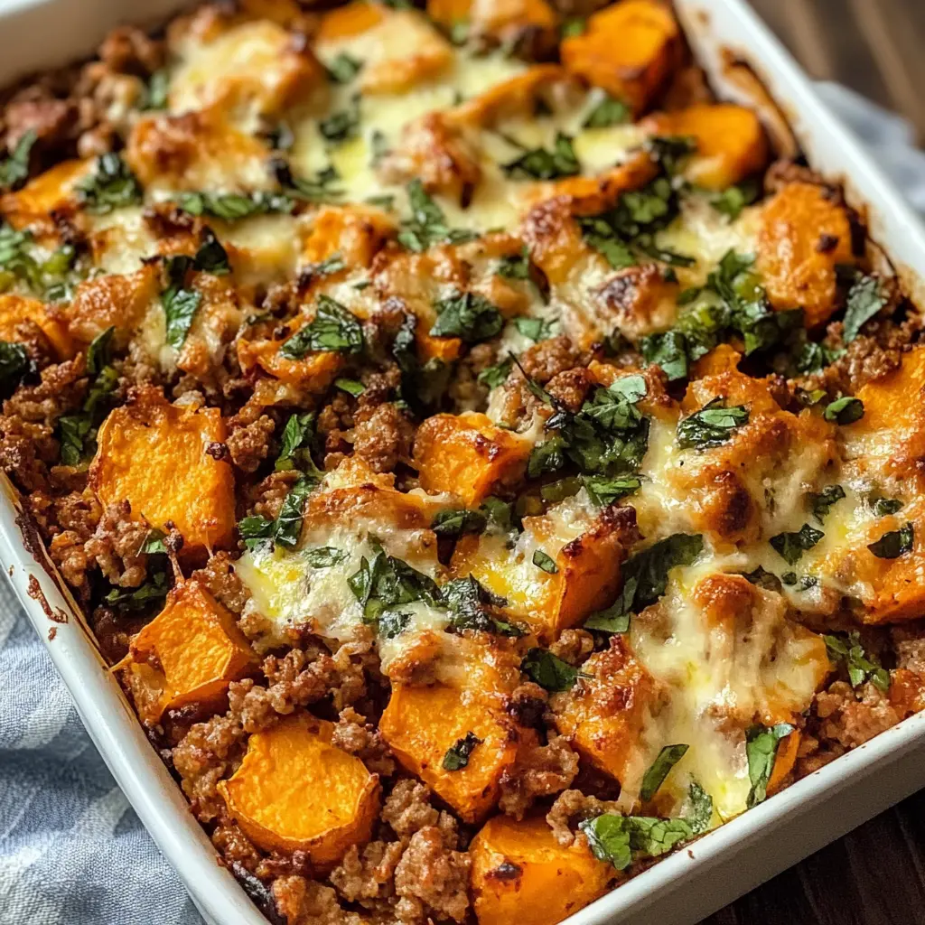 This Ground Turkey Sweet Potato Bake is a delicious and healthy one-pan meal that you'll want to make again and again! Packed with lean ground turkey, creamy sweet potatoes, and savory spices, it combines flavors that the whole family will love. Perfect for busy weeknights or meal prep! Save this recipe for a wholesome dinner that's sure to impress!