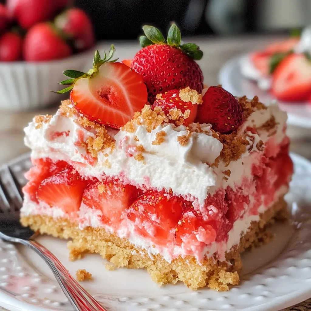 This Strawberry Poke Cake is a delightful treat perfect for warm days! With its light sponge soaked in sweet strawberry goodness and topped with whipped cream, it's sure to please everyone. Great for picnics, birthdays, or simply a sweet indulgence. Save this recipe to bring a splash of berry joy to your next gathering!