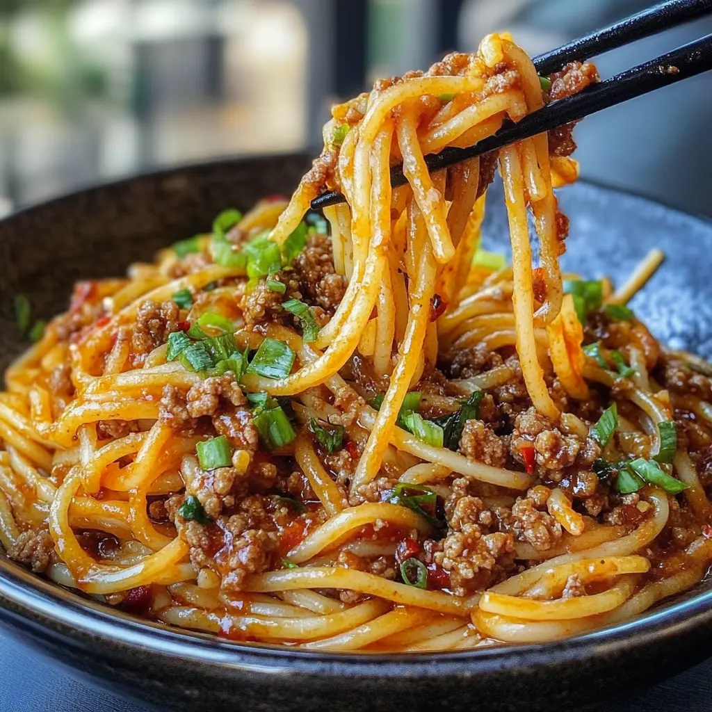 This Asian-Style Ground Beef Spaghetti is a delightful twist on a classic dish! Packed with savory flavors from soy sauce, ginger, and garlic, it brings an exciting fusion to your dinner table. Perfect for busy weeknights or a cozy gathering, save this recipe for a fun and delicious meal the whole family will enjoy.