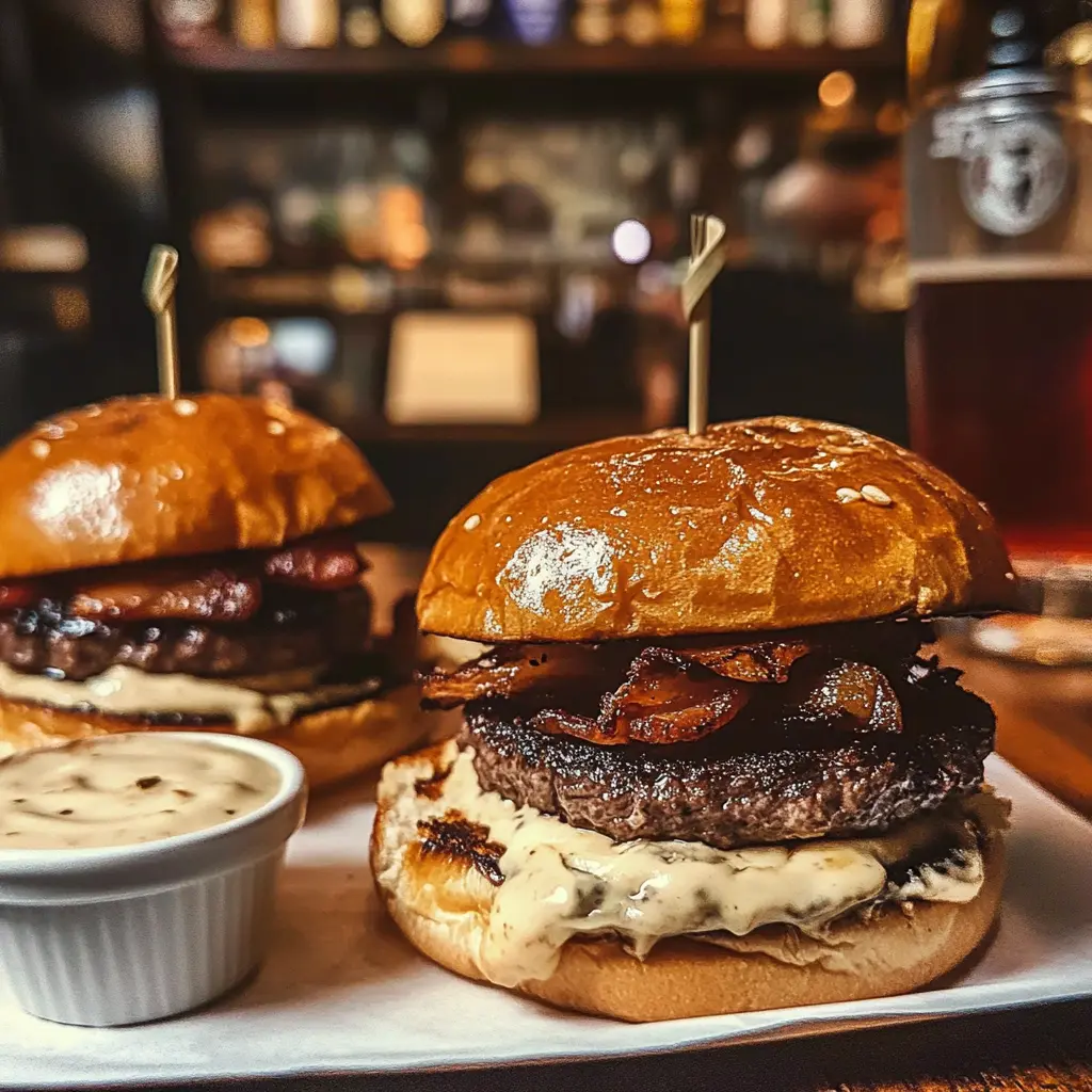 Get ready for a flavor-packed twist on your favorite classic! These Irish Pub Burgers are loaded with succulent beef, topped with Irish cheddar cheese, crispy bacon, and a tangy Guinness sauce that brings everything together. Perfect for game day or a cozy night in—don't forget to save this recipe for your next gathering!