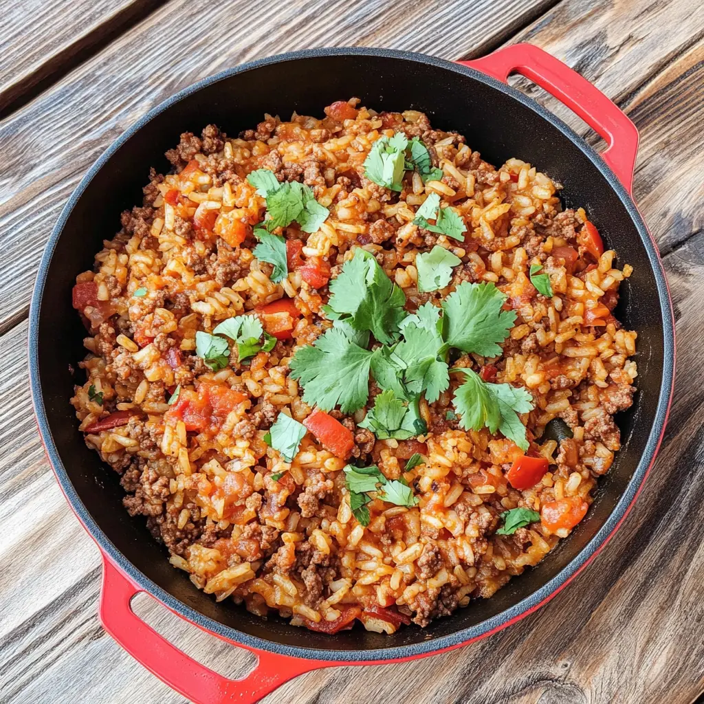 Get ready for a delicious family favorite! This Spanish Rice with Ground Beef Skillet combines tender beef, fluffy rice, and zesty spices all in one pan. Perfect for busy weeknights or gatherings, this hearty meal is sure to please everyone. Don't forget to save this quick and easy recipe for your next dinner plan!