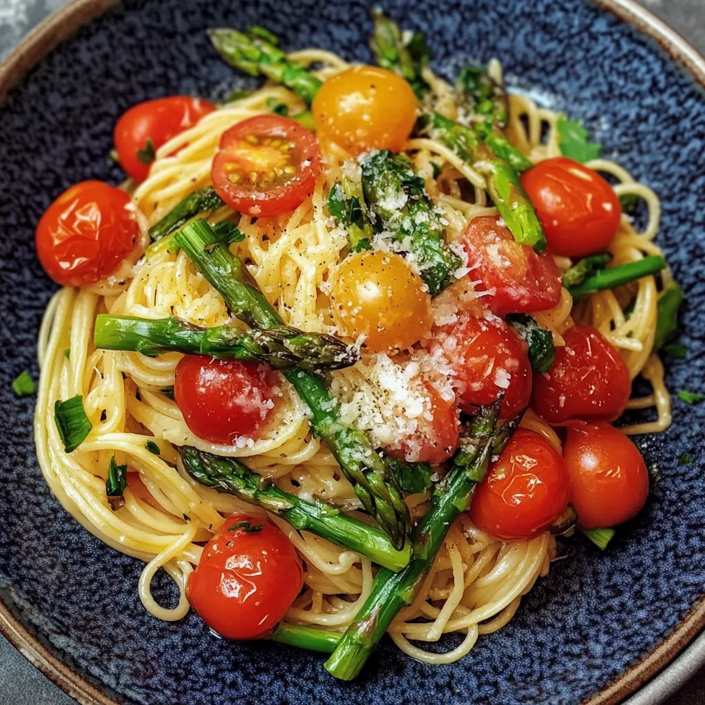 This fresh tomato asparagus pasta is a perfect blend of vibrant flavors! Featuring juicy tomatoes and crisp asparagus, it's a light and healthy meal that's quick to whip up. Ideal for weeknight dinners or sunny lunch days, this dish will brighten your table. Don't forget to save this recipe for your next gathering or a cozy night in!