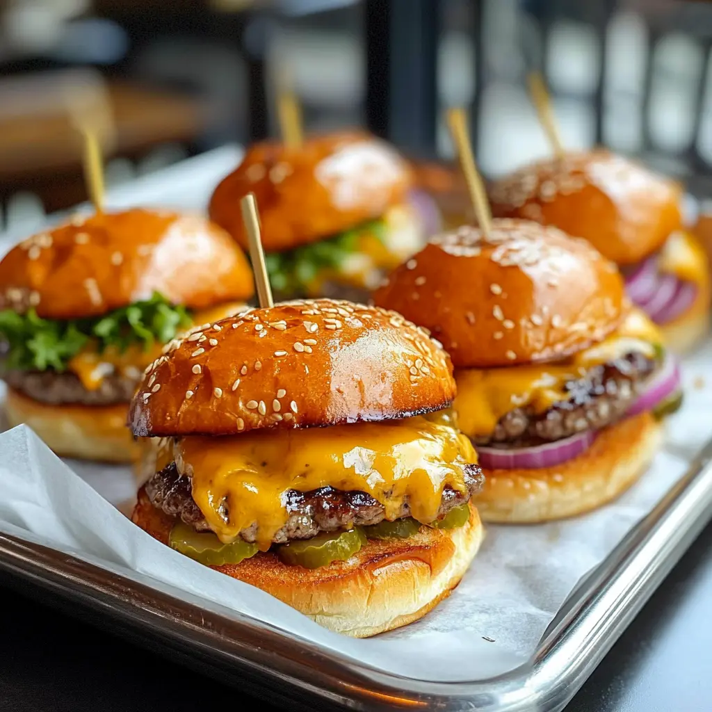 Get ready to impress with these delicious cheeseburger sliders! Perfectly juicy beef patties topped with melted cheese, all nestled in soft slider buns. These mini burgers are ideal for parties, game day, or a cozy family dinner. Save this recipe now for a tasty treat that everyone will love!