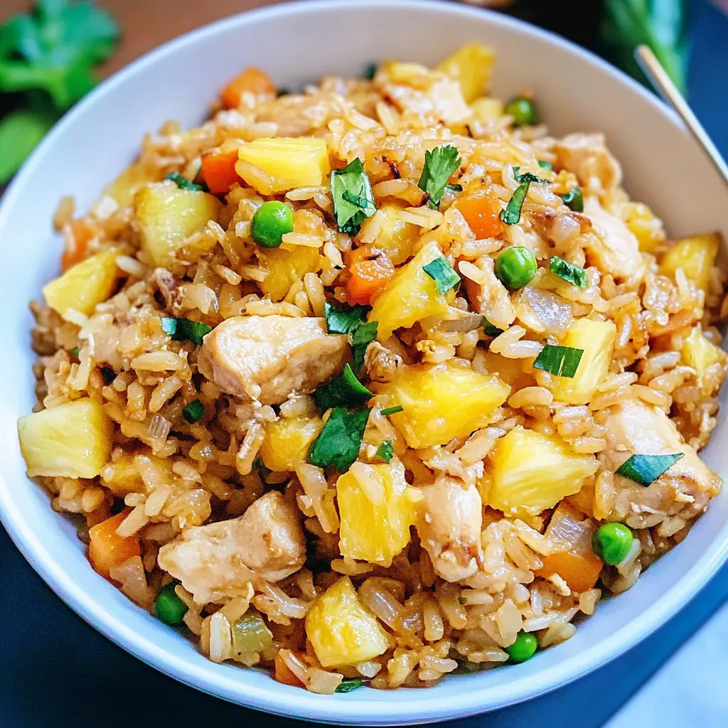 Looking for a quick and delicious meal? This Chicken Pineapple Fried Rice is a perfect blend of savory chicken, sweet pineapple, and colorful veggies! Packed with flavor and ready in just 30 minutes, it’s a fantastic dish for weeknight dinners or meal prep. Save this recipe for a tasty dinner that everyone will love!