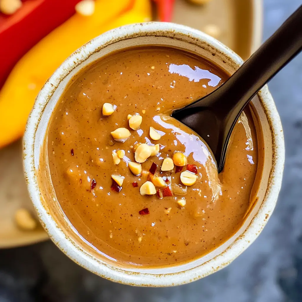 This creamy Thai Peanut Sauce brings a delightful mix of nutty flavors and a hint of spice to your meals! Perfect for dipping, drizzling, or tossing with noodles and veggies. Made with simple ingredients like peanut butter, soy sauce, and lime juice, it's sure to become a staple in your kitchen. Save this recipe for your next BBQ or Asian-inspired dinner!